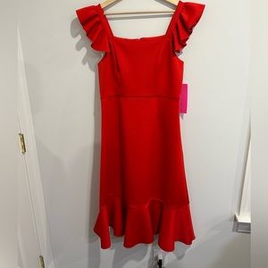 Betsey Johnson Red Ruffle Midi Dress